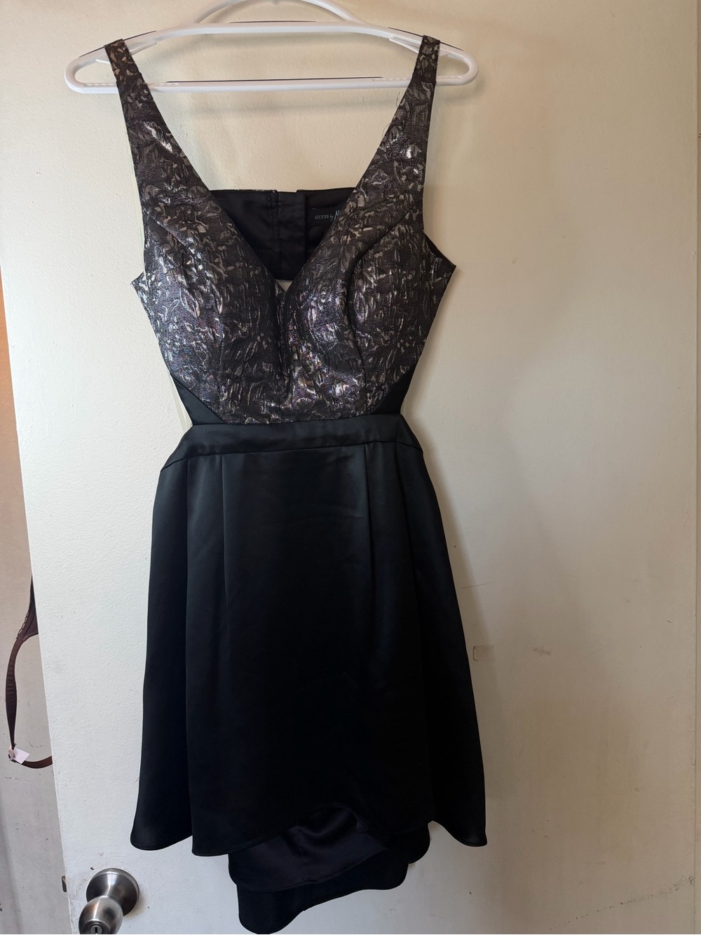 GUESS by Marciano Black Metallic Lace Fit & Flare Dress NWT Size 8